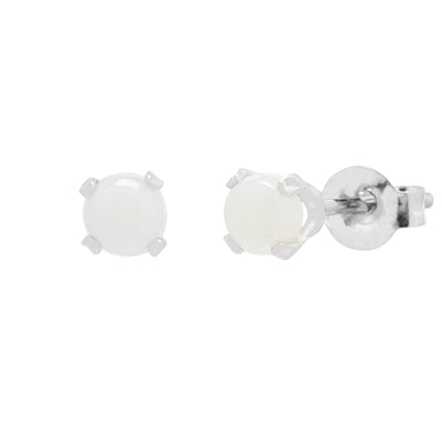 Opal Stud Earrings in 14kt White Gold (3mm)