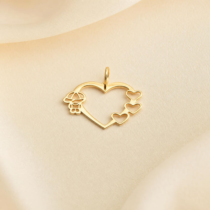 Open Heart Pendant with Boy in 18K Gold