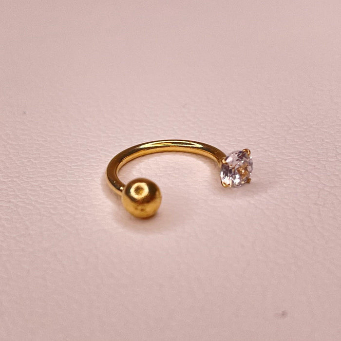 18k Yellow Gold with CZ Open Hoop Piercing - Ricca Jewelry
