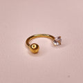 18k Yellow Gold with CZ Open Hoop Piercing - Ricca Jewelry