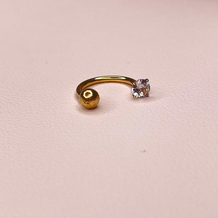 18k Yellow Gold with CZ Open Hoop Piercing - Ricca Jewelry