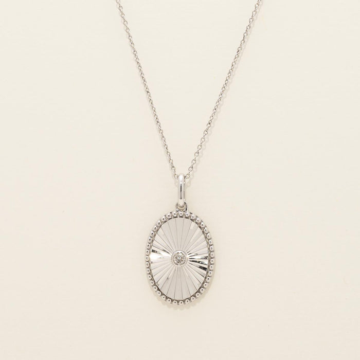 Oval Fashion Necklace in Sterling Silver with Diamond (.04ct)
