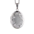 Oval Floral Locket Necklace in Sterling Silver