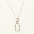 Oval Link Fashion Necklace in Sterling Silver with Diamonds (1/10ct tw)