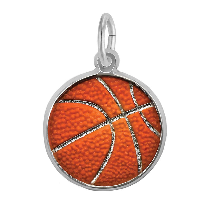 Painted Basketball Charm in Sterling Silver