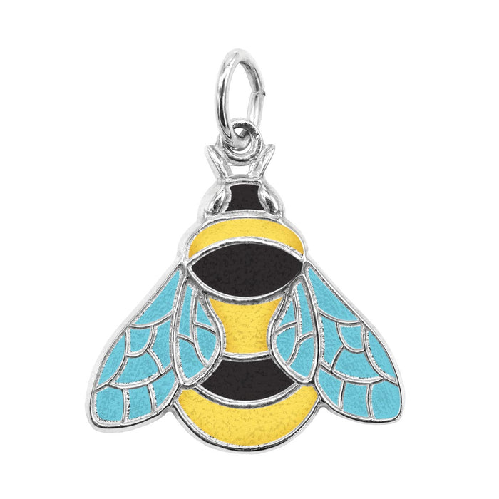 Painted Bumble Bee Charm in Sterling Silver