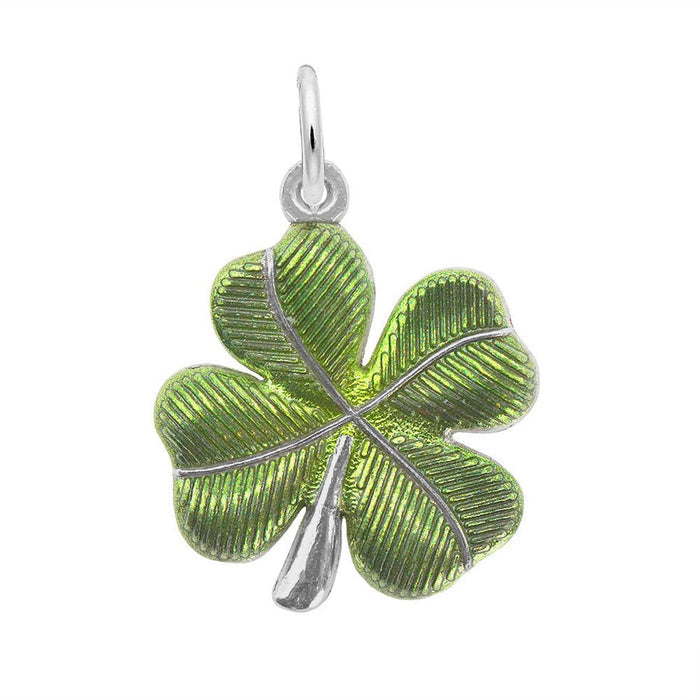 Painted Four Leaf Clover Charm in Sterling Silver