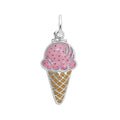 Painted Ice Cream Cone Charm in Sterling Silver