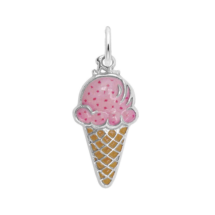 Painted Ice Cream Cone Charm in Sterling Silver