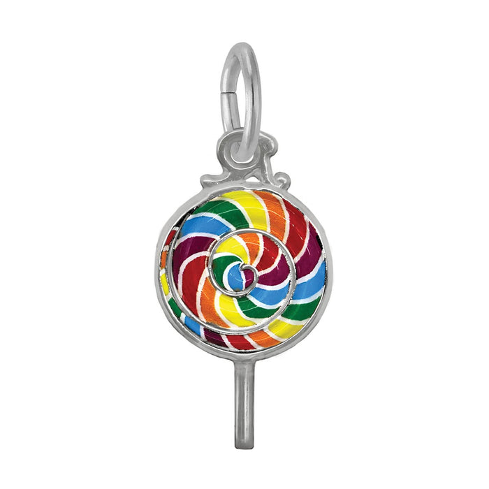 Painted Lollipop Charm in Sterling Silver