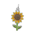 Painted Sunflower Charm in Sterling Silver