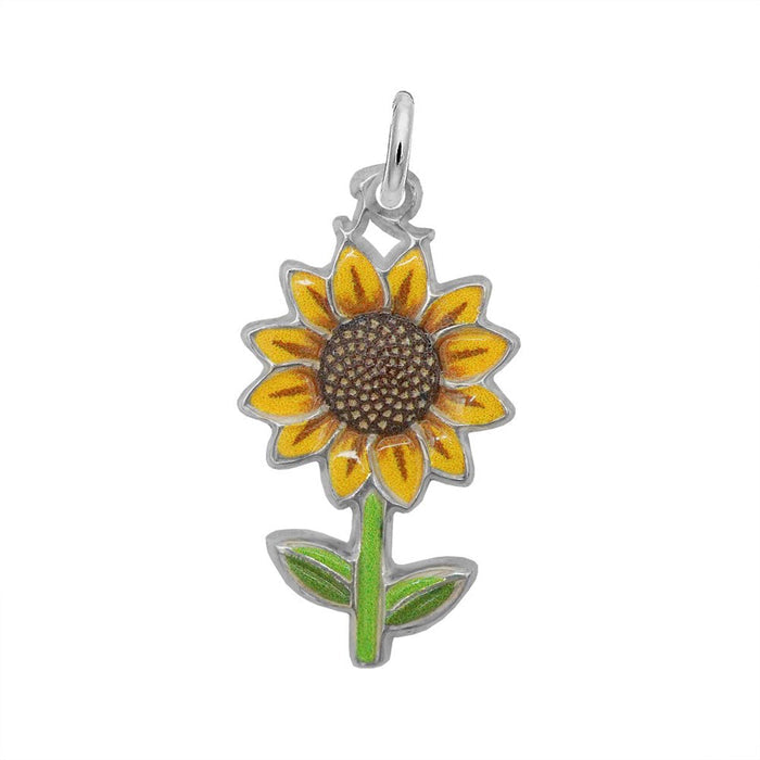 Painted Sunflower Charm in Sterling Silver