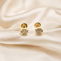 Paw Print Earrings with Micro Cubic Zirconia in 18K Gold