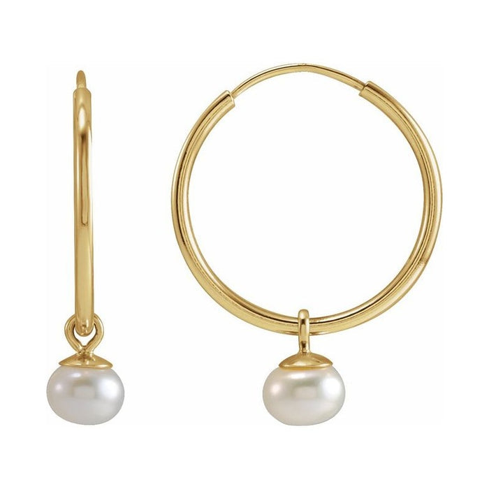 Pearl Endless Hoop Earrings