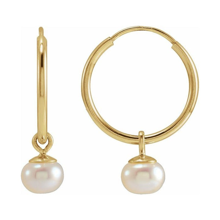 Pearl Endless Hoop Earrings