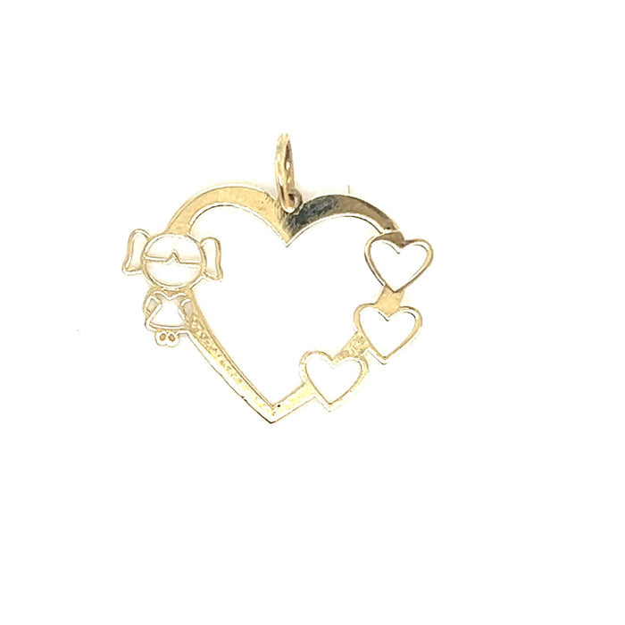 Pingente com Coracao Vazado e 1 Menina - Ricca Jewelry