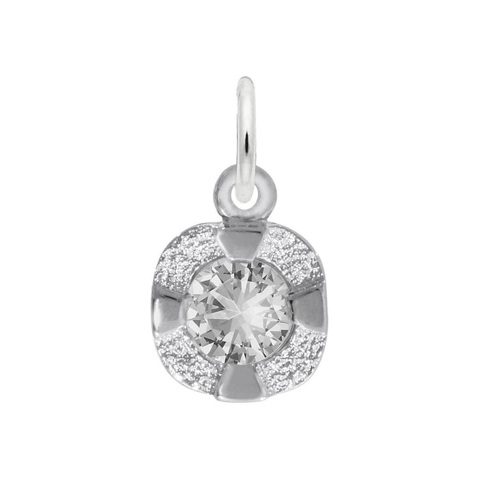 Petite April Birthstone Charm in Sterling Silver