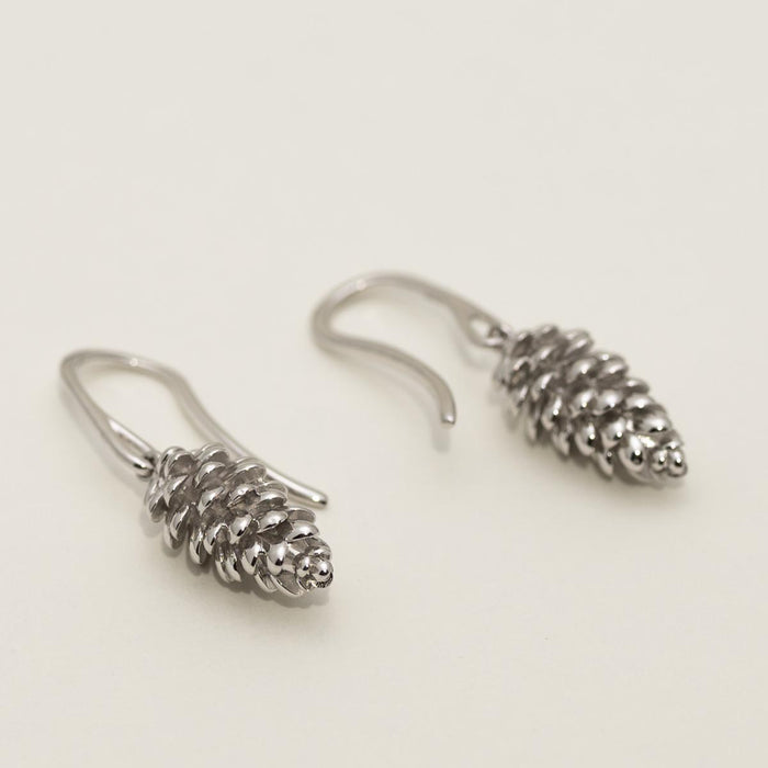 Pinecone Drop Earrings in Sterling Silver