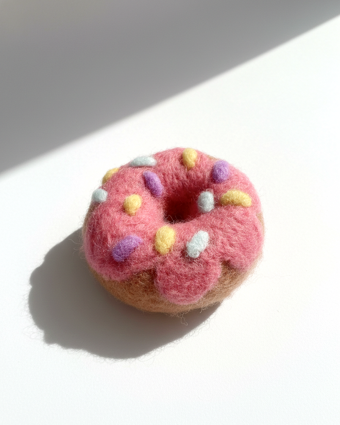 Pink Frosted Donut Wool Magnet - Woobbi