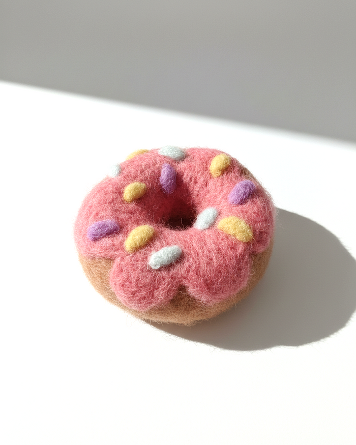 Pink Frosted Donut Wool Magnet - Woobbi