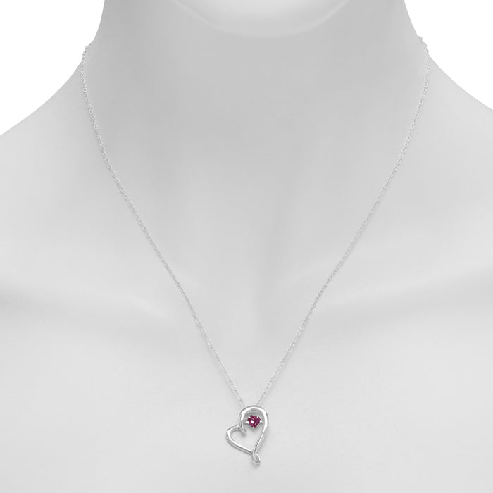 Pink Tourmaline Heart Necklace in Sterling Silver