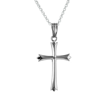 Polished Cross Necklace in Sterling Silver