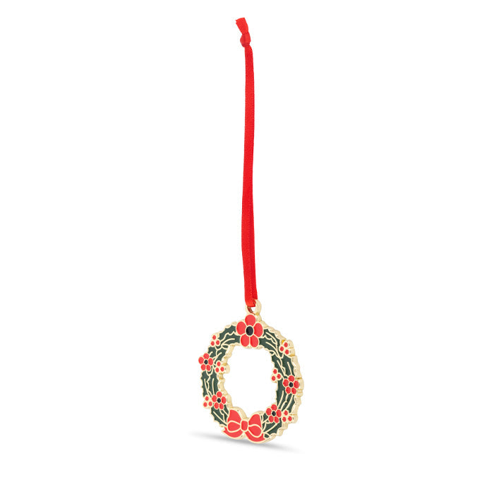 Poppy Wreath Enamel Christmas Decoration