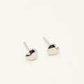 Puff Heart Stud Earrings in Sterling Silver