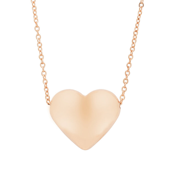 Puffed Heart Necklace in 14kt Rose Gold