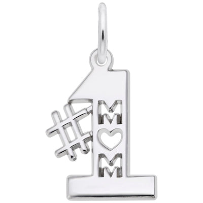 Rembrandt "#1 Mom" Charm in Sterling Silver