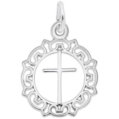 Rembrandt Cross Circle Charm in Sterling Silver