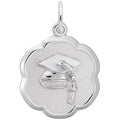 Rembrandt Disc Charm with Graduation Cap in Sterling Silver