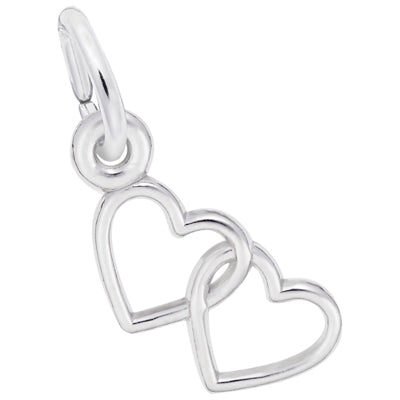 Rembrandt Double Heart Charm in Sterling Silver