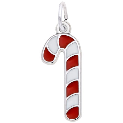 Rembrandt Enamel Candy Cane Charm in Sterling Silver