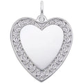 Rembrandt Heart with Fancy Border Charm in Sterling Silver