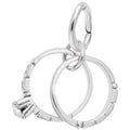 Rembrandt Wedding Rings with White Stone Charm in Sterling Silver