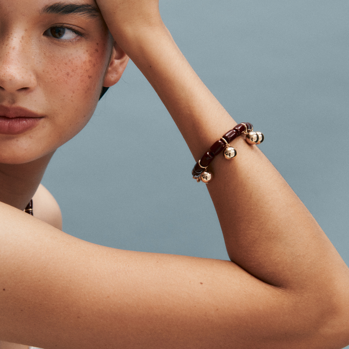 Resin Bracelet - Burgundy/Gold