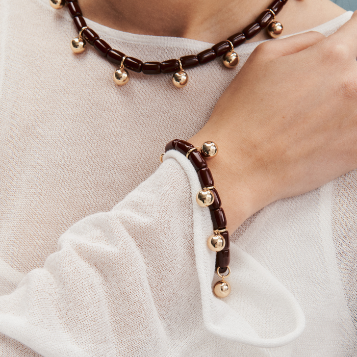 Resin Bracelet - Burgundy/Gold