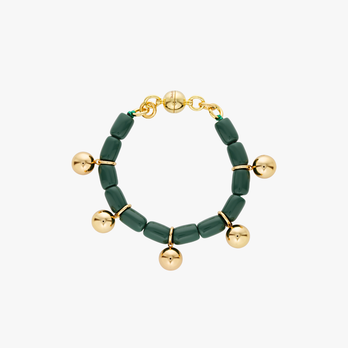 Resin Bracelet - Forest Green/Gold