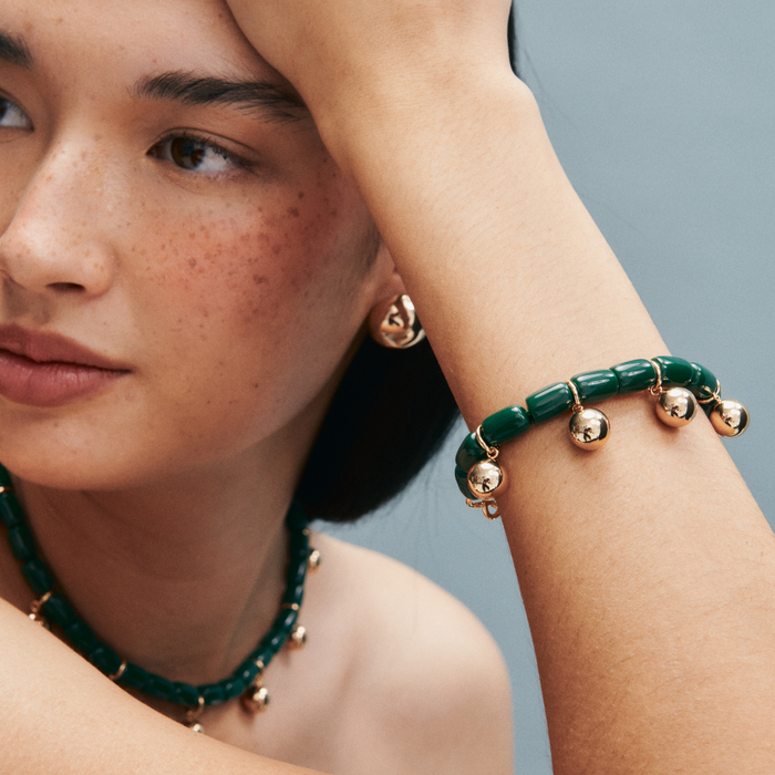 Resin Bracelet - Forest Green/Gold