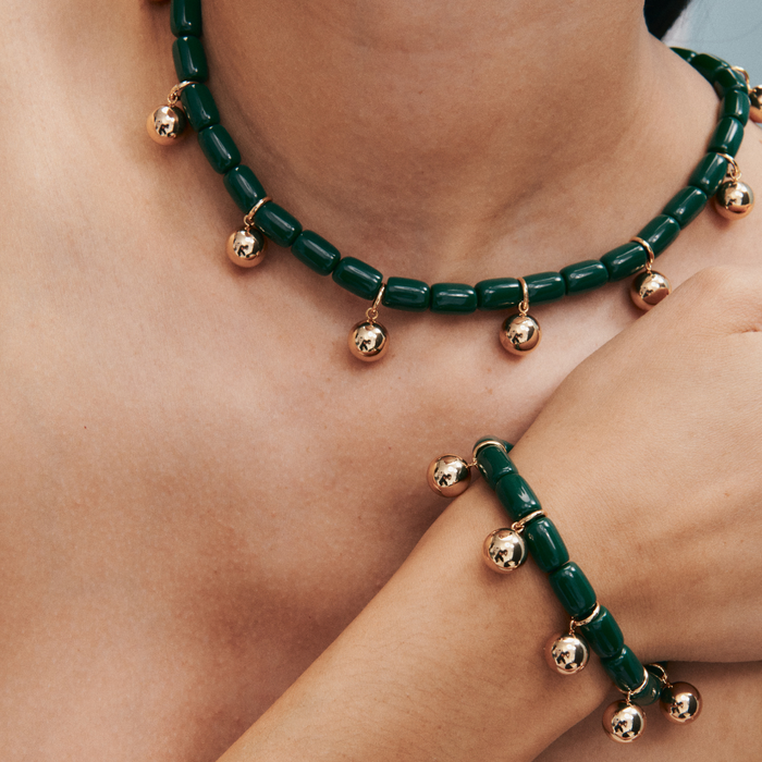 Resin Bracelet - Forest Green/Gold