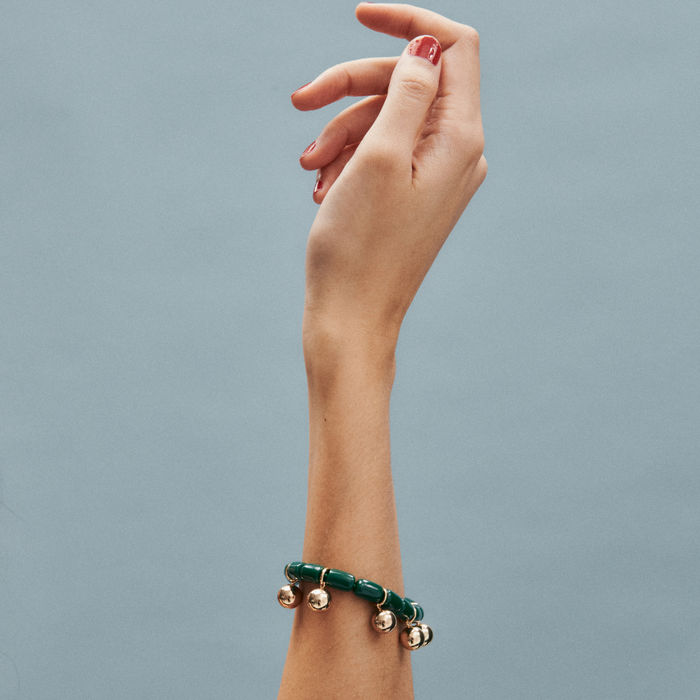 Resin Bracelet - Forest Green/Gold