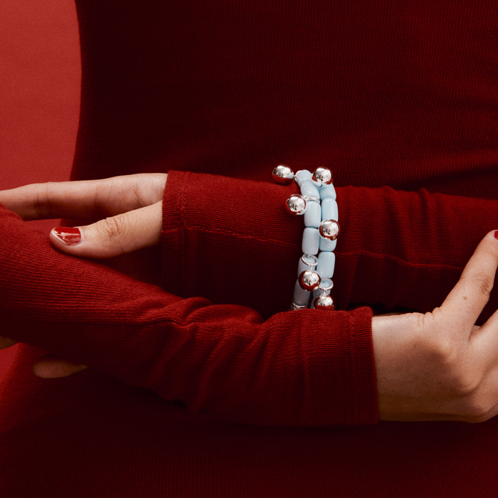 Resin Bracelet - Sky Blue/Silver