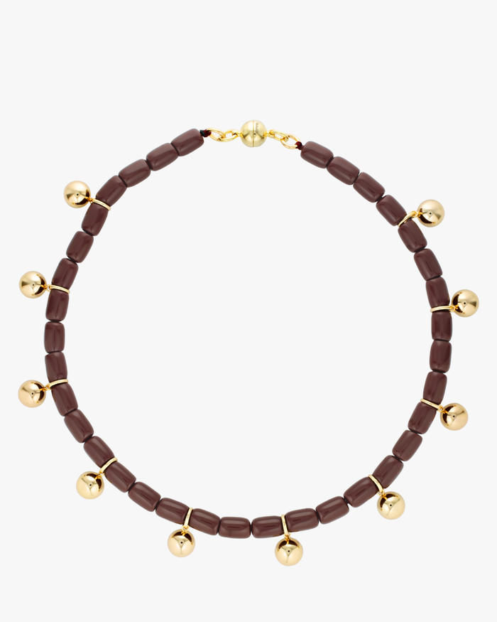 Resin Necklace - Burgundy/Gold