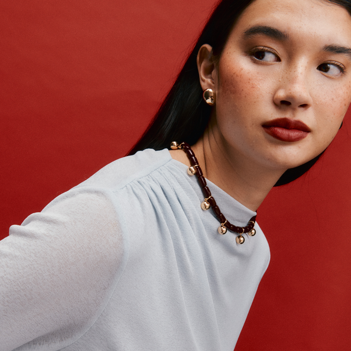 Resin Necklace - Burgundy/Gold