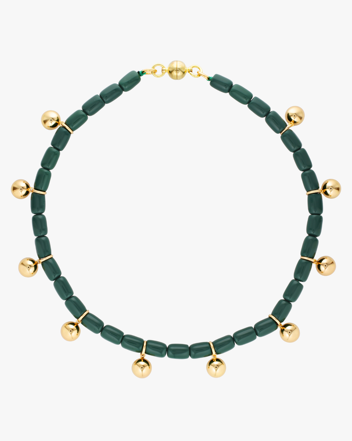 Resin Necklace - Forest Green/Gold