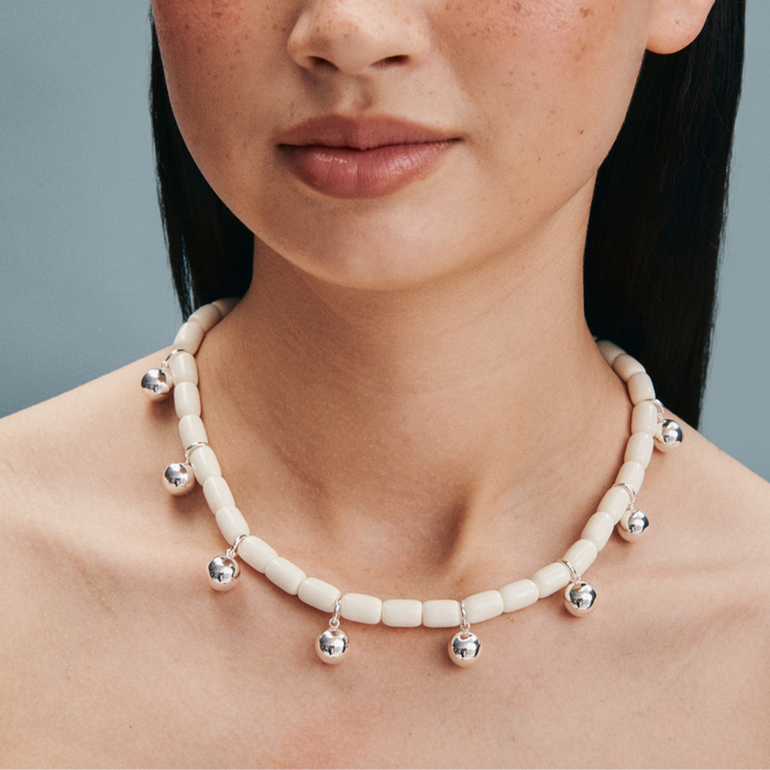 Resin Necklace - Ivory/Silver