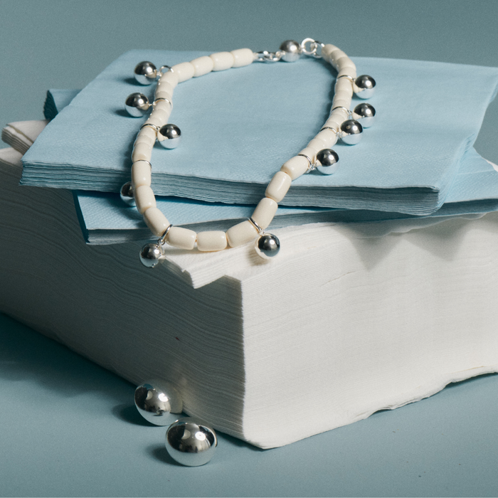 Resin Necklace - Ivory/Silver
