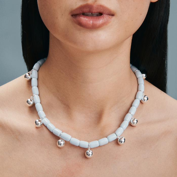 Resin Necklace - Sky Blue/Silver