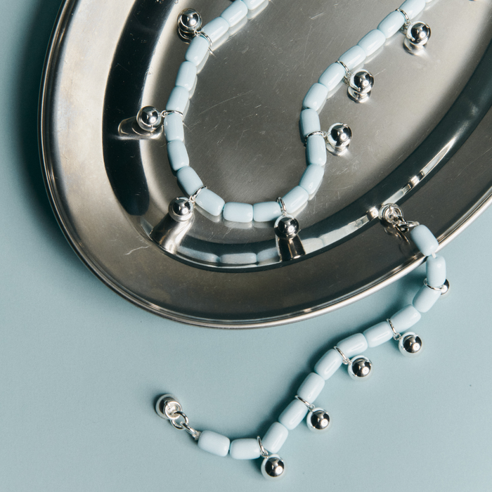 Resin Necklace - Sky Blue/Silver